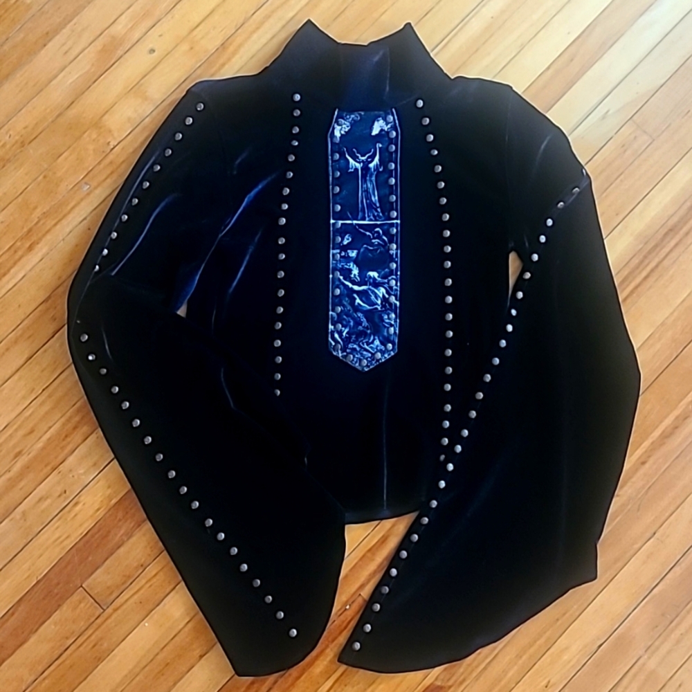 Rare!! Toxic Vision Black Velvet and Studded Bell Sleeved Shirt